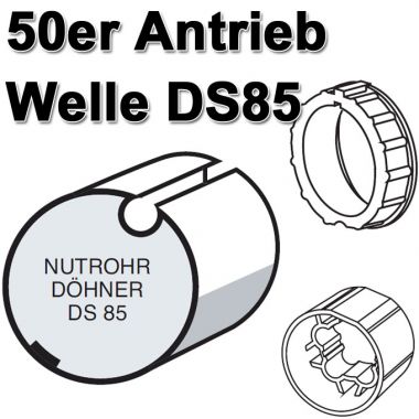 Somfy Adapter u. Mitnehmer 85er Rundnutwelle f&uuml;r LT50-Antriebe