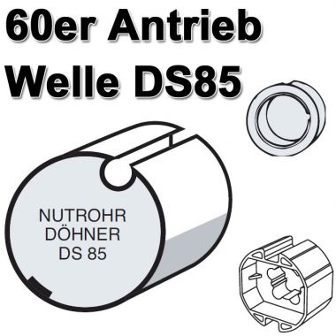 Somfy Adapter u. Mitnehmer 85er Rundnutwelle f&uuml;r LT60-Antriebe